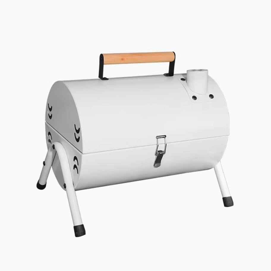Kültéri barbecue kályha hordozható hengeres kétoldalas faszén grillezés